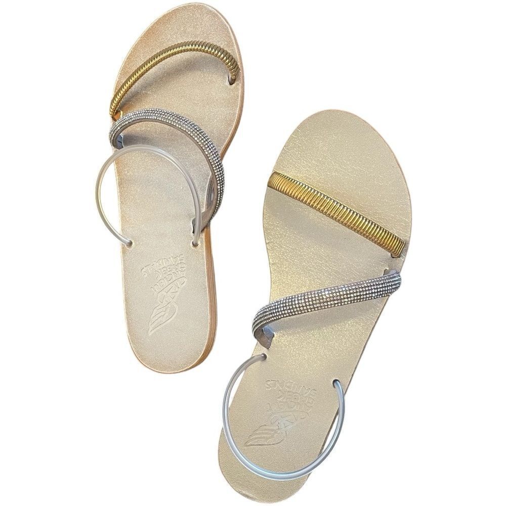 Ancient Greek Polytimi Sandals Silver Gold - Picture 3 of 7